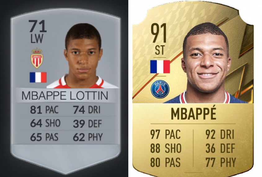 Karta Kyliana Mbappe w FIFA 17 vs w FIFA 22!